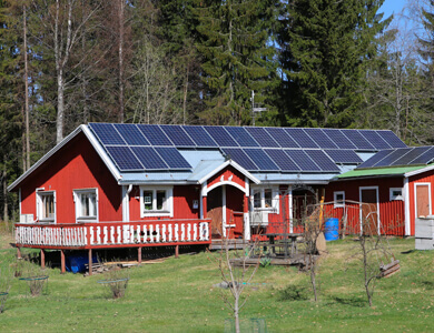 Horské ubytovanie s použitím solárnych panelov